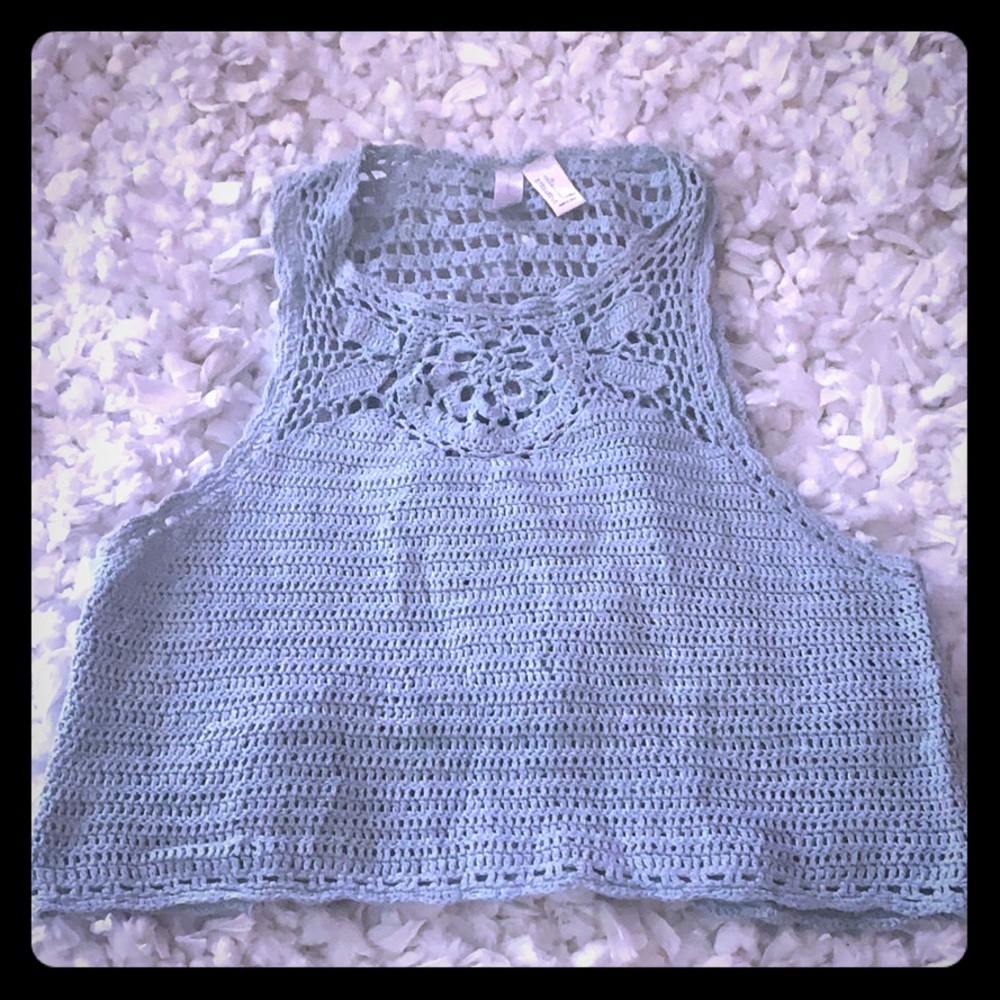 Pale Blue Crotchet Crop Top